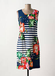 Robe mi-longue imprimé fleurs sans manche bleu GREGORY PAT femme