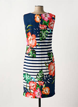 Robe mi-longue imprimé fleurs sans manche bleu GREGORY PAT femme