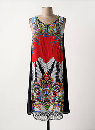 Robe mi-longue coupe fluide sans manche noir GUY DUBOUIS femme