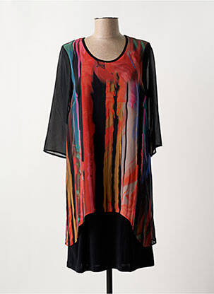 Robe courte coupe fluide manches 3/4 noir GUY DUBOUIS femme