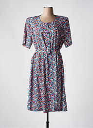 Robe mi-longue imprimé fantaisie manches courtes bleu GUY DUBOUIS femme