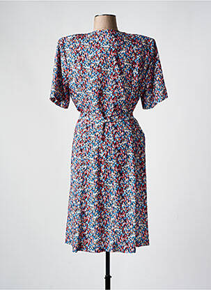 Robe mi-longue imprimé fantaisie manches courtes bleu GUY DUBOUIS femme
