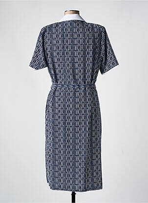 Robe mi-longue imprimé fantaisie manches courtes bleu GUY DUBOUIS femme
