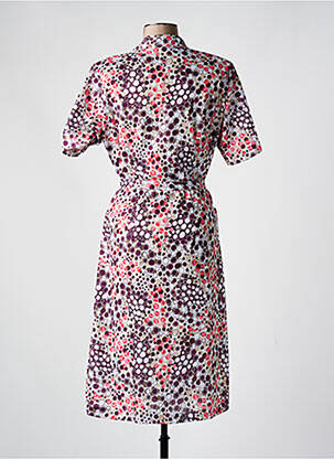 Robe mi-longue imprimé fantaisie manches courtes violet GUY DUBOUIS femme