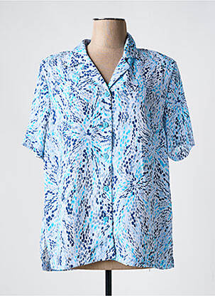 Chemisier manches courtes manches courtes bleu FRANCE RIVOIRE femme