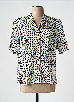 Chemisier coupe cintrée manches courtes blanc FRANCE RIVOIRE femme