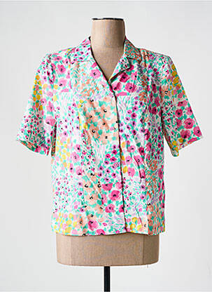 Chemisier imprimé fleurs manches courtes blanc FRANCE RIVOIRE femme