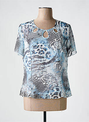 Top tissage crêpe manches courtes bleu GUY DUBOUIS femme