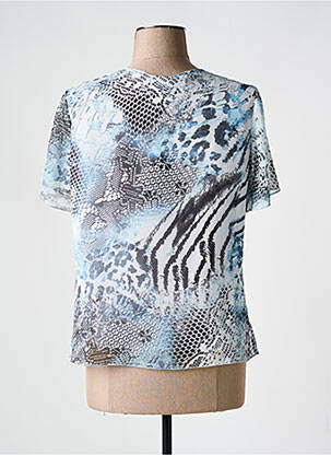 Top tissage crêpe manches courtes bleu GUY DUBOUIS femme