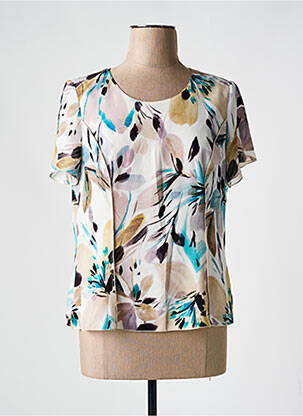 Blouse imprimé fantaisie manches courtes beige GUY DUBOUIS femme