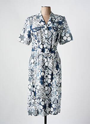 Robe mi-longue imprimé fantaisie manches courtes gris FRANCE RIVOIRE femme