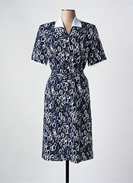 Robe mi-longue imprimé fantaisie manches courtes bleu GUY DUBOUIS femme