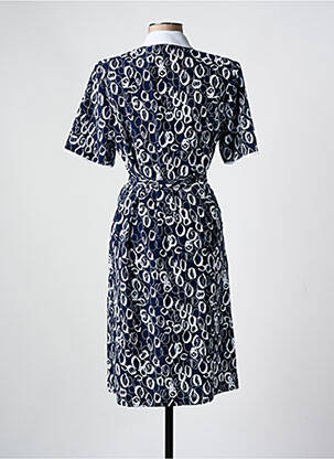 Robe mi-longue imprimé fantaisie manches courtes bleu GUY DUBOUIS femme
