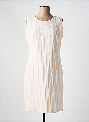 Robe mi-longue imprimé fantaisie sans manche beige GUY DUBOUIS femme