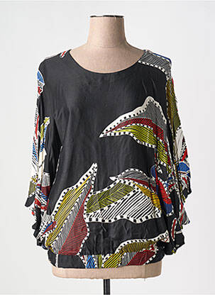 Blouse tissage popeline manches 3/4 noir MERI & ESCA femme