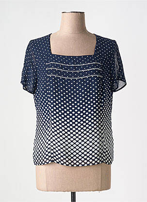 Top col carré manches courtes bleu GUY DUBOUIS femme