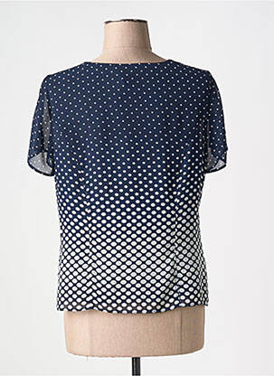 Top col carré manches courtes bleu GUY DUBOUIS femme
