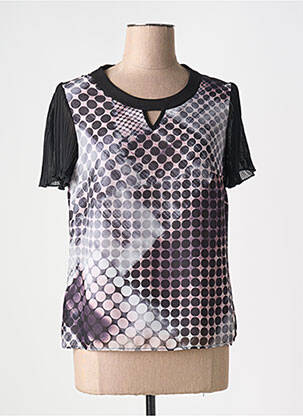 Top coupe fluide manches courtes noir GUY DUBOUIS femme
