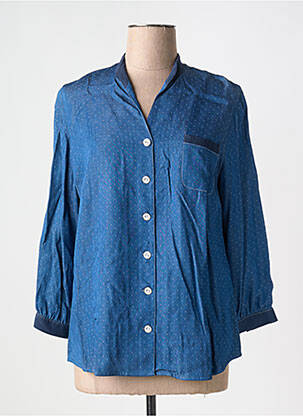 Chemisier coupe droite manches longues bleu GUY DUBOUIS femme
