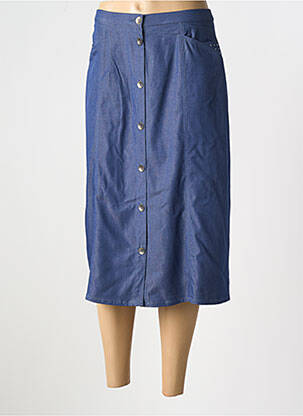 Jupe mi-longue coupe évasée bleu GUY DUBOUIS femme