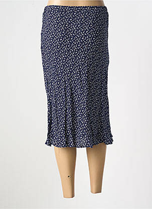Jupe mi-longue coupe droite bleu GUY DUBOUIS femme