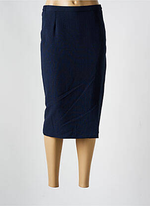 Jupe mi-longue taille à pinces bleu GUY DUBOUIS femme