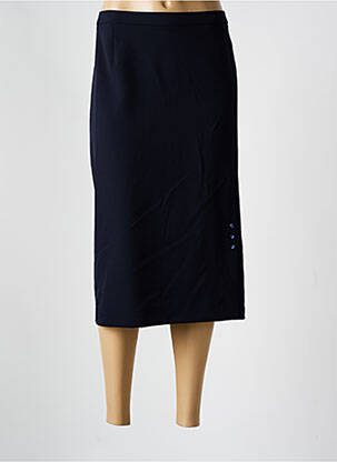 Jupe mi-longue coupe droite bleu GUY DUBOUIS femme