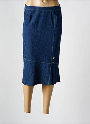 Jupe mi-longue coupe droite bleu GUY DUBOUIS femme
