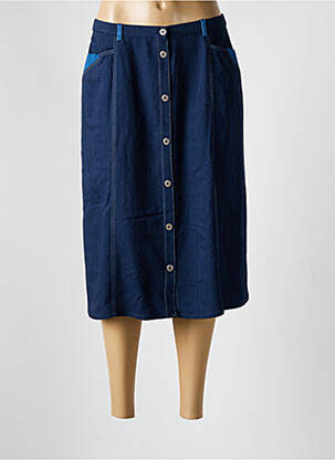 Jupe mi-longue coupe droite bleu GUY DUBOUIS femme