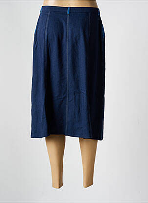 Jupe mi-longue coupe droite bleu GUY DUBOUIS femme