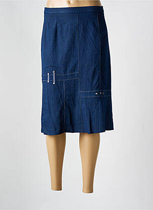 Jupe mi-longue coupe droite bleu GUY DUBOUIS femme