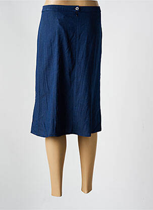 Jupe mi-longue coupe droite bleu GUY DUBOUIS femme
