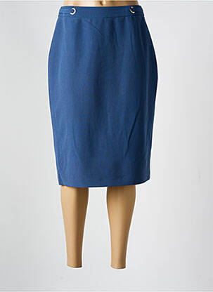 Jupe mi-longue taille à pinces bleu GUY DUBOUIS femme