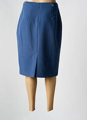Jupe mi-longue taille à pinces bleu GUY DUBOUIS femme