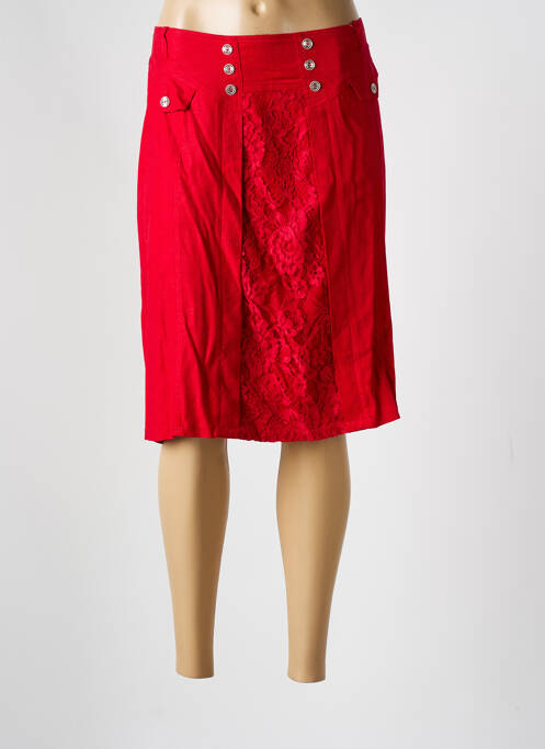 Jupe mi-longue rouge GUY DUBOUIS pour femme
