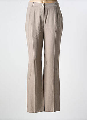 Pantalon droit tissage popeline taille normale marron CHRISTINE LAURE femme