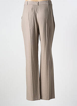 Pantalon droit tissage popeline taille normale marron CHRISTINE LAURE femme