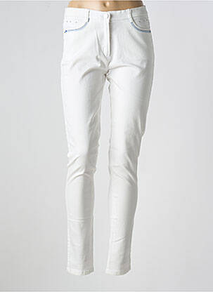 Pantalon slim tissage popeline taille normale blanc CHRISTINE LAURE femme