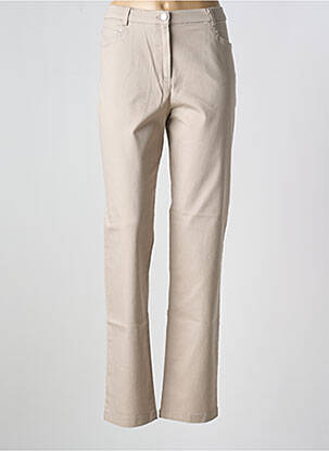 Pantalon droit stretch taille normale beige CHRISTINE LAURE femme