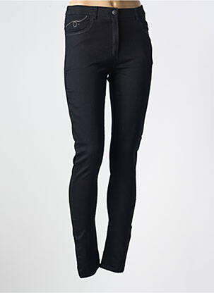 Pantalon slim tissage popeline taille normale noir CHRISTINE LAURE femme