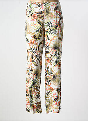 Pantalon droit tissage popeline taille normale vert CHRISTINE LAURE femme