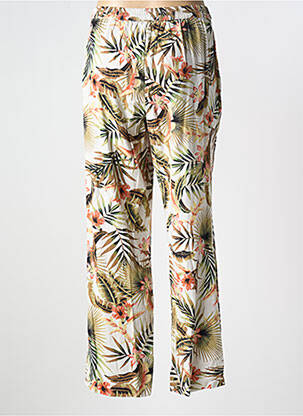 Pantalon droit tissage popeline taille normale vert CHRISTINE LAURE femme