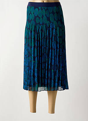 Jupe mi-longue taille élastique bleu CHRISTINE LAURE femme