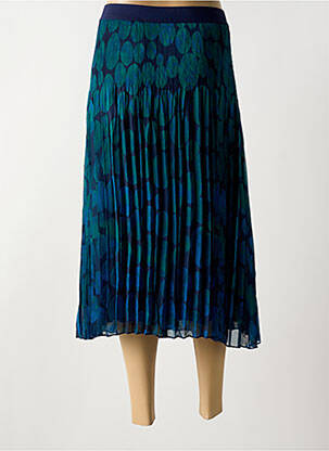 Jupe mi-longue taille élastique bleu CHRISTINE LAURE femme