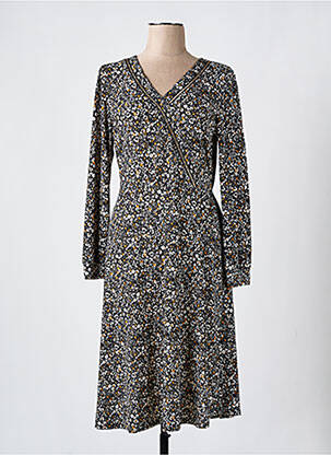 Robe mi-longue coupe fluide manches longues noir CHRISTINE LAURE femme