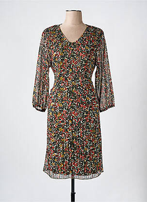 Robe mi-longue coupe fluide manches longues vert CHRISTINE LAURE femme