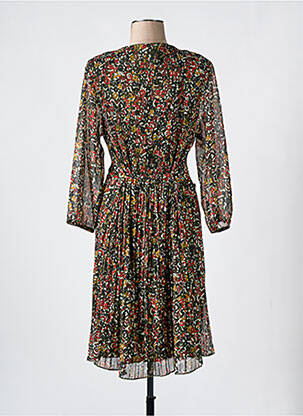 Robe mi-longue coupe fluide manches longues vert CHRISTINE LAURE femme