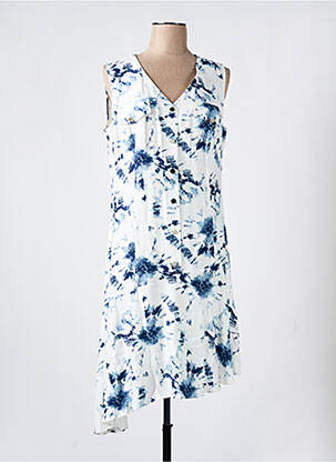 Robe mi-longue coupe fluide sans manche bleu CHRISTINE LAURE femme