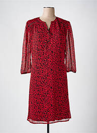 Robe mi-longue coupe fluide manches 3/4 rouge CHRISTINE LAURE femme