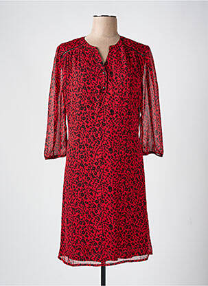 Robe mi-longue coupe fluide manches 3/4 rouge CHRISTINE LAURE femme